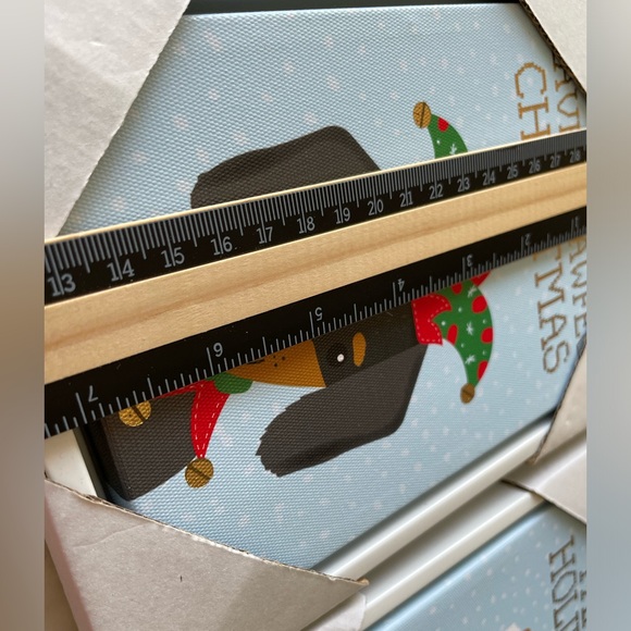 NEW- Two 5x7 Christmas Holiday Dog Mini Canvas Wall Decorations (set 2) - Picture 3 of 3